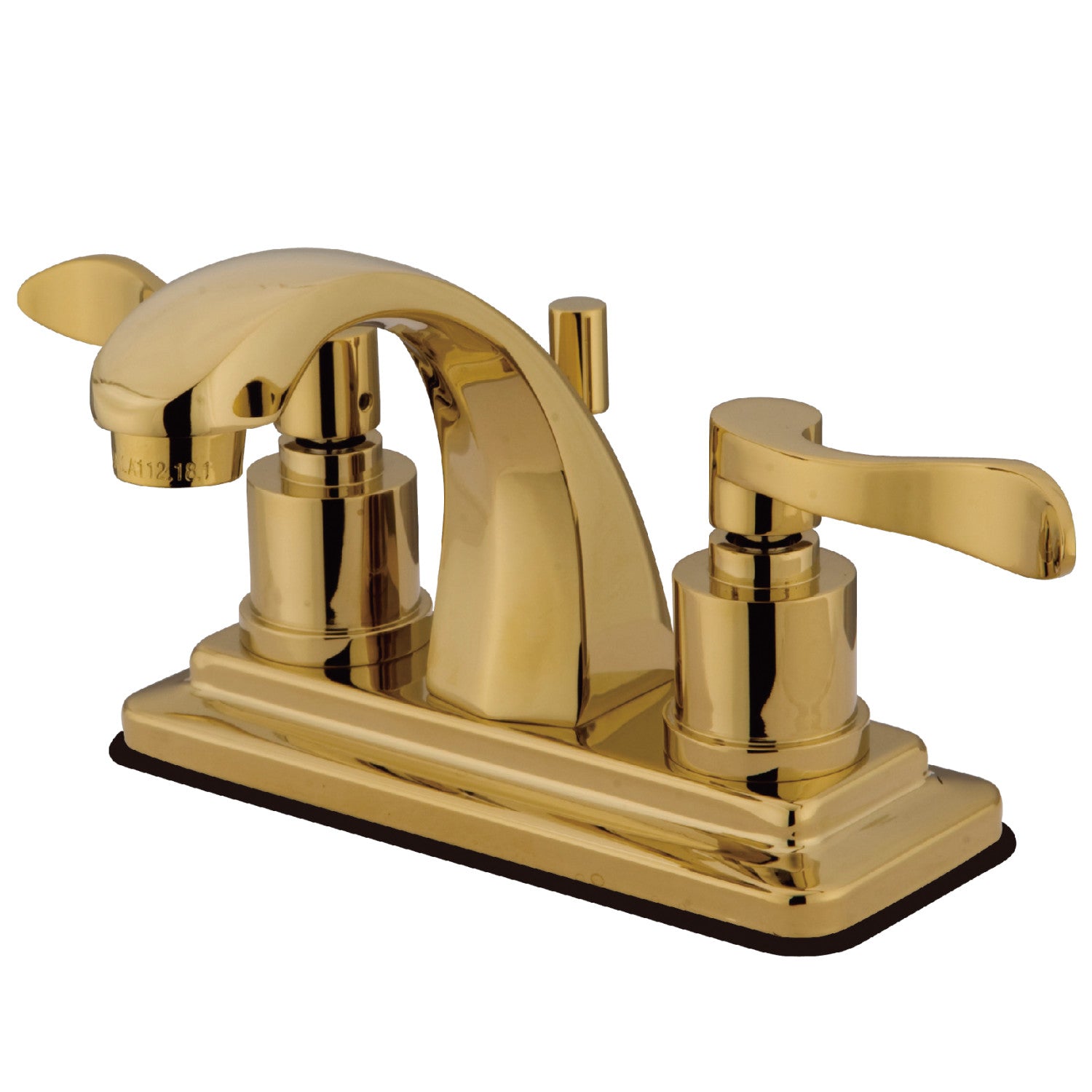 Kingston Tulare KS4642DFL - NuWave Double-Handle 3-Hole Deck Mount 4-Inch Centerset Bathroom Faucet with Brass Pop-Up, Polished Brass — image 1